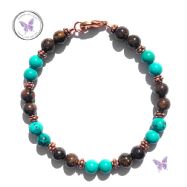 Bronzite & Turquoise Copper Bracelet